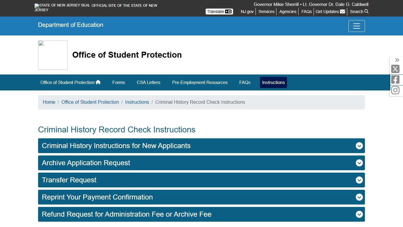 Criminal History Record Check Instructions